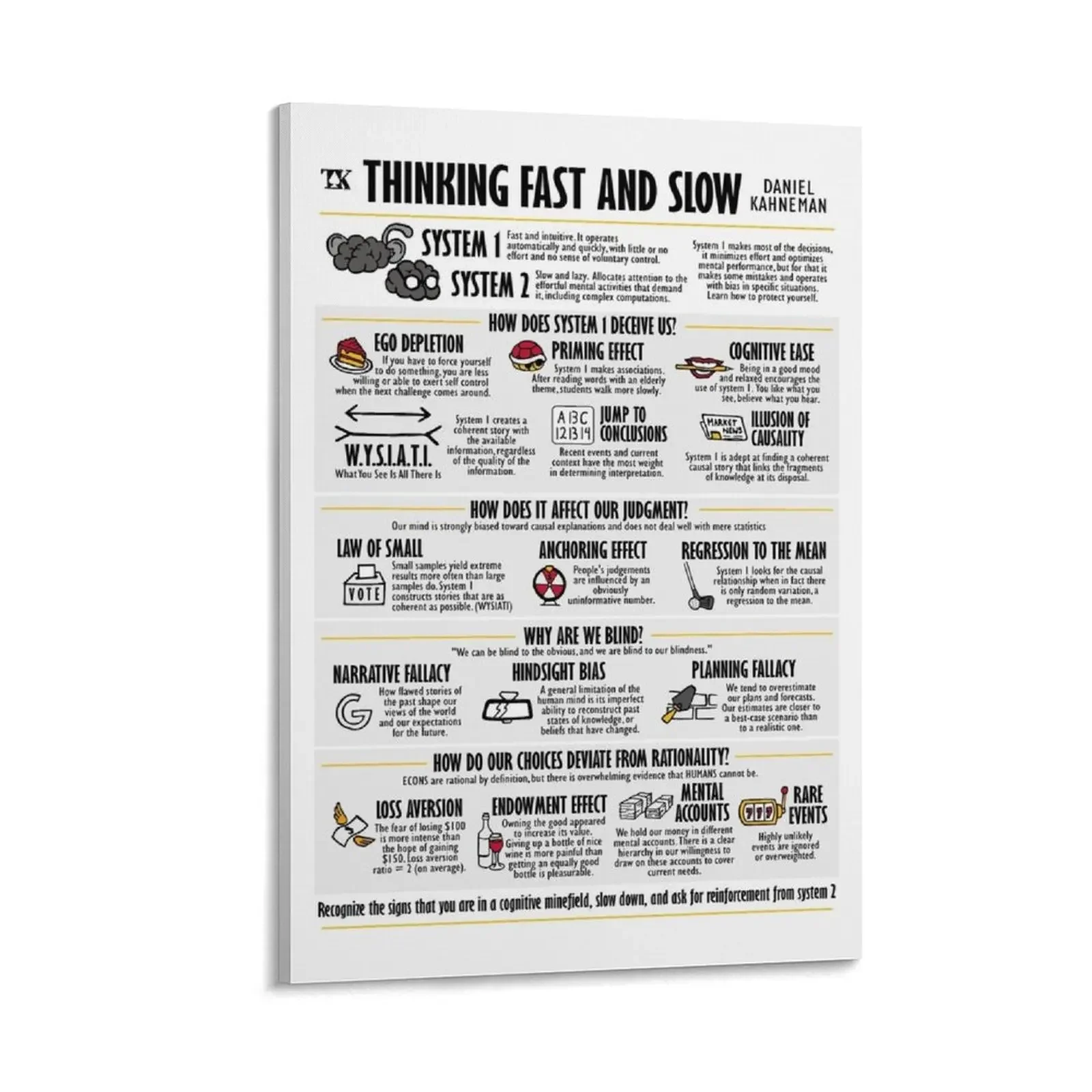 Visual Book Thinking Fast and Slow (Daniel Kahneman) Canvas Painting anime room decor Posters on the wall