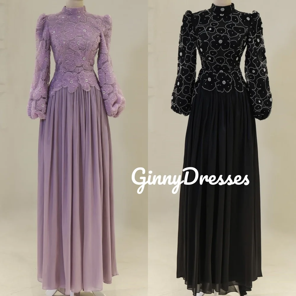 

Женские вечерние платья на заказ с овальным вырезом А-силуэта Кружевные платья для торжественных случаев на молнии с длинными рукавами и рюшами длиной до пола