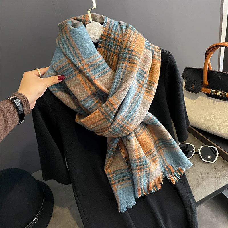 

Luxury Horse Print Scarf for Women Cashmere Shawls Wraps Thick Large Warm Winter Pashmina Scarves Bandana 2023 Brand New