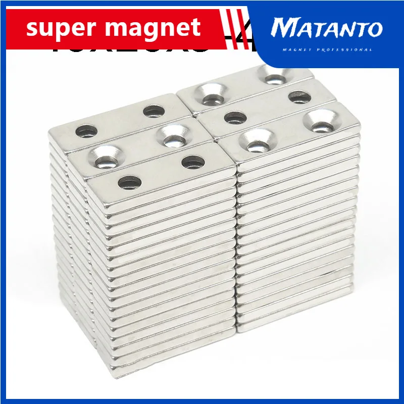 

5~100PCS 40x10x3-4 N35 Magnets 40x10x3 Countersunk Holes 4mm Long Sheet Permanent Magnetic 40*10*3-4 Neodymium Magnet 40*10*3-4