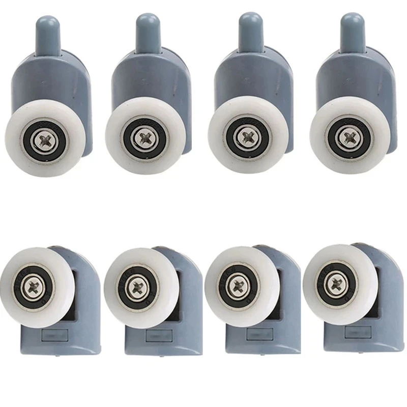 8PCS Castors kit for shower cabin doors wheel 23 25 27mm top bottom double with button mount for glass