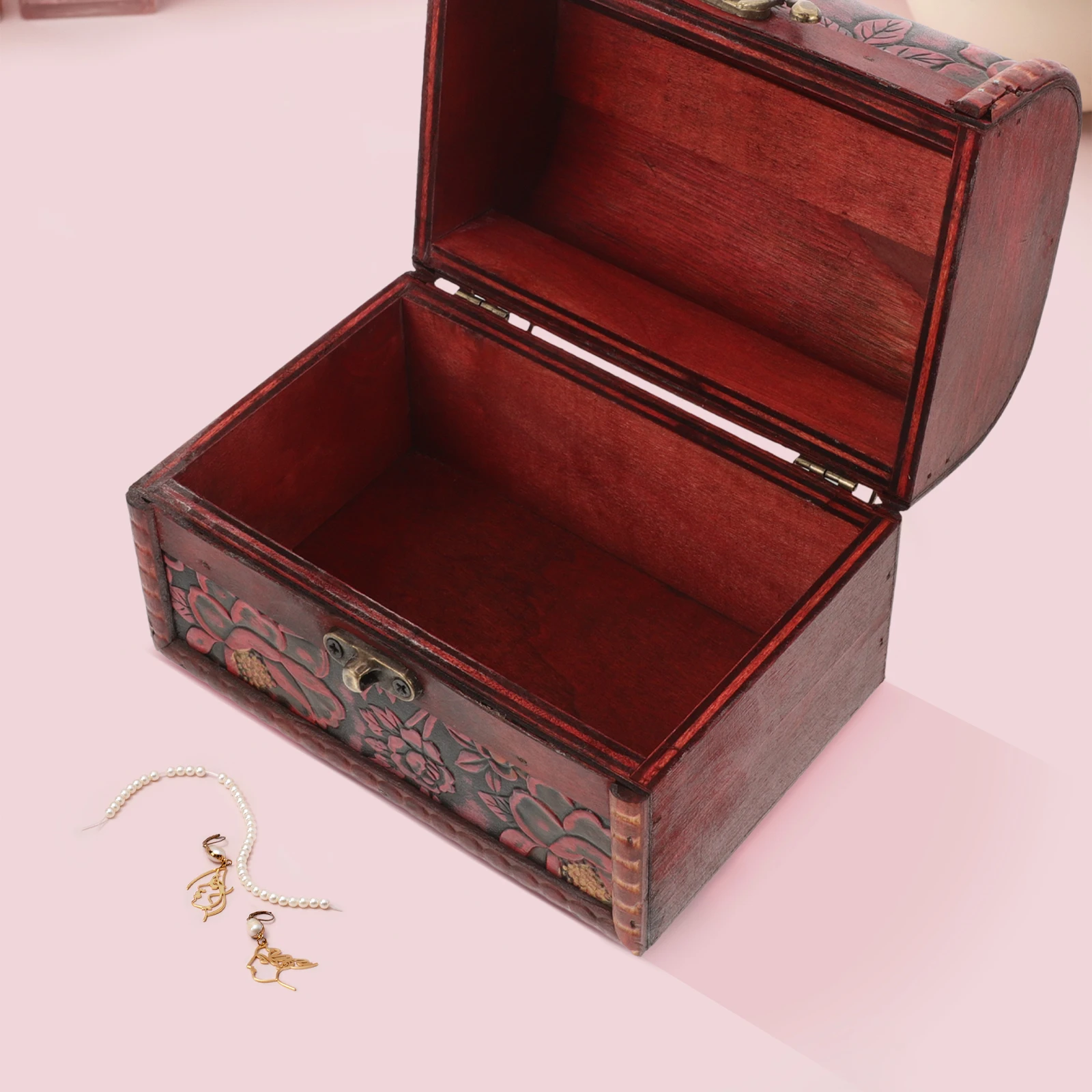 

Wooden Jewelry Box 20CM Vintage Storage Boxes Decorative Keepsake Lids Women Wood Ring Earring Holder Small Bracelets Watches