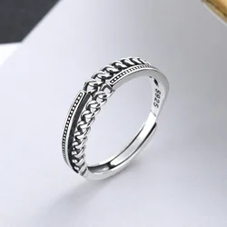 925 Sterling Silver Opening Rings for Women and Men, Vintage Style and Adjustable Index Finger Rings Jewelry