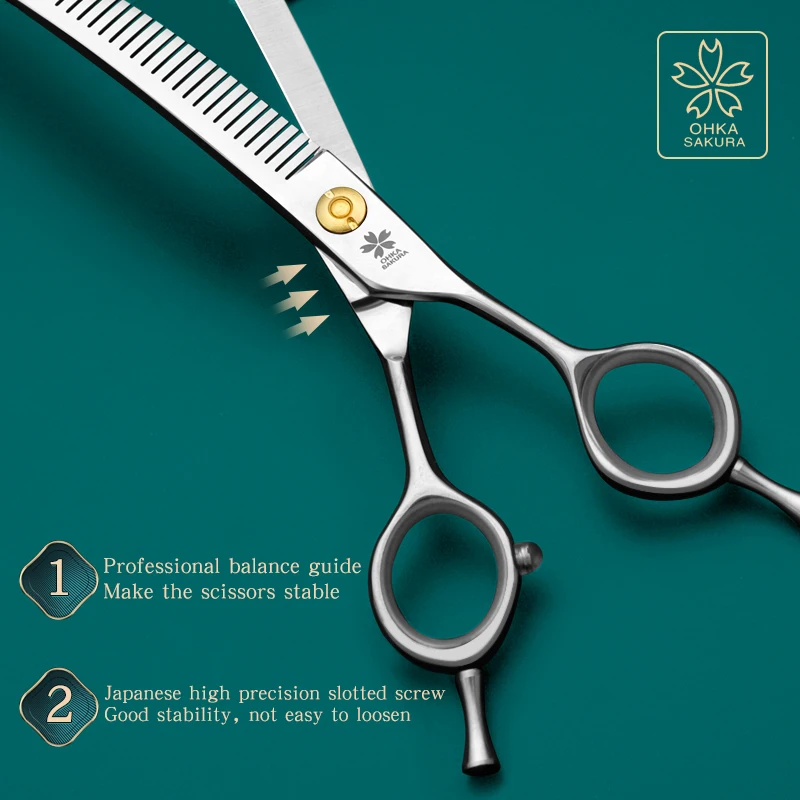 Refinement curved teeth scissors pet grooming thinning scissors 7inch curved fluffy shears dog trimming shears pet styling tools