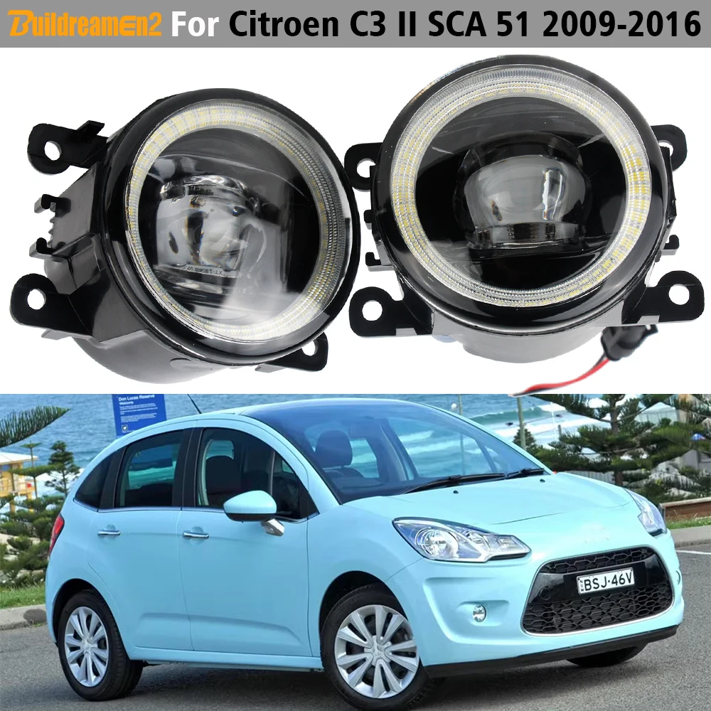 2 Pieces 30W H11 Car LED Fog Light Angel Eye Daylight DRL 12V For Citroen C3 2/II SCA 51 2009 2010 2011 2012 2013 2014 2015 2016