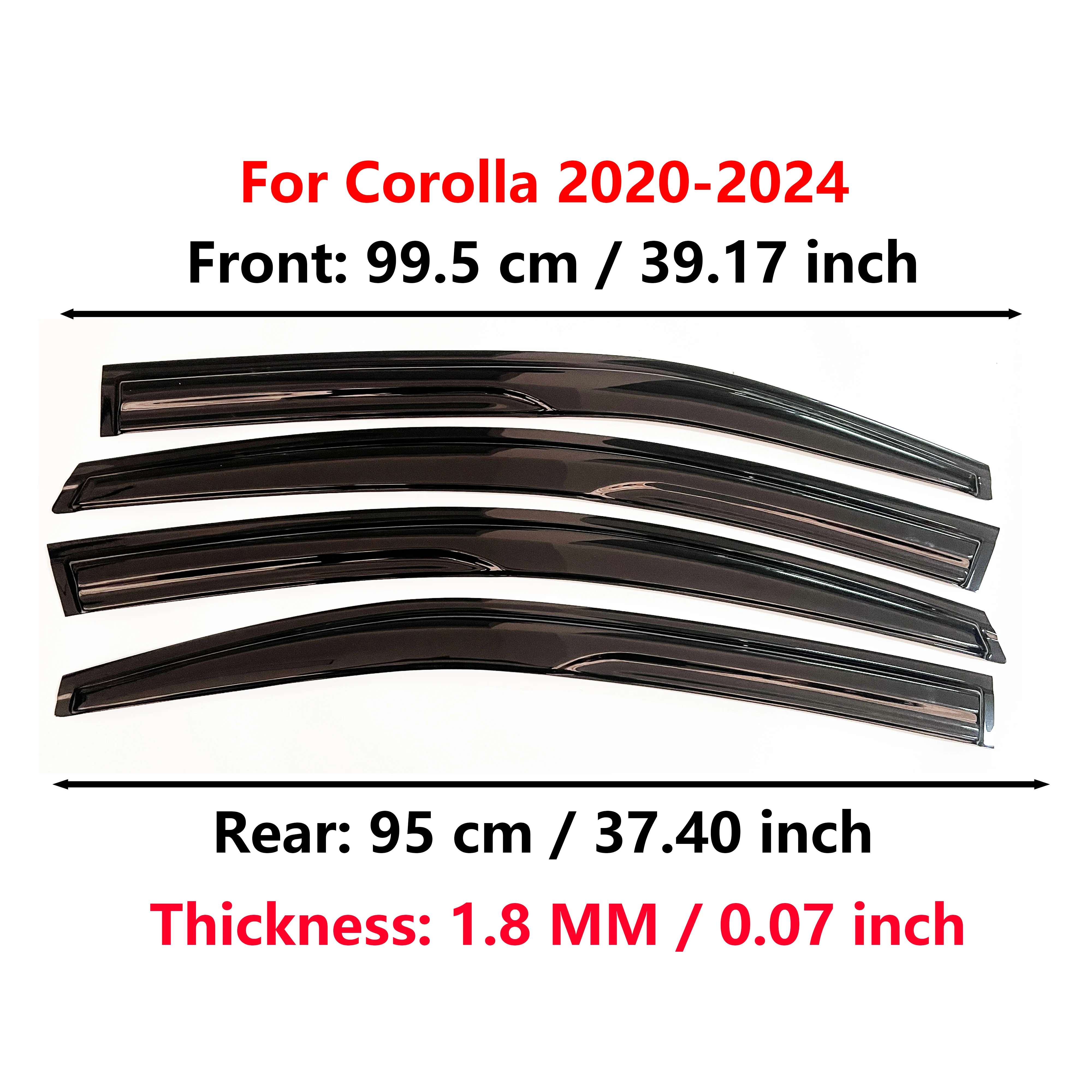 Window Visor for Toyota Corolla 2019-2025 Sedan | 4pcs Rain Guard Wind Deflector | Car Weather Shield Accessory