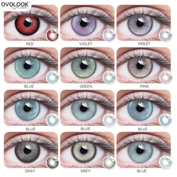 OVOLOOK 2pcs Blue Contact Lenses with Diopters Graduated Beautiful Pupil Prescription Correct Myopia Hydrophilic