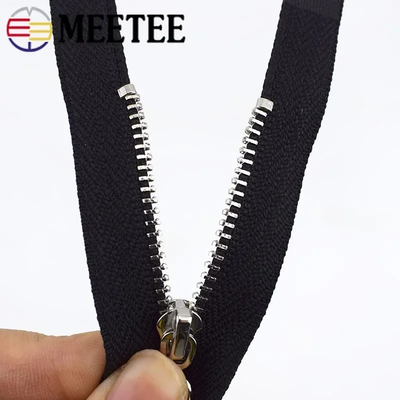 Meetee 2/5Pcs 3# Metal Zippers 18-70cm Auto Lock Closed&Open Zip for Sewing Bags Pocket Wallet Garment Zipper Repair Accessories