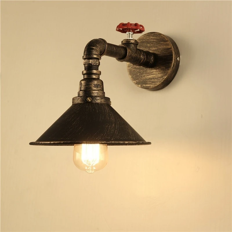 American Retro Pipe Faucet Wall Lamps Minimalist Industrial Style Indoor Lighting Bedroom Dining Room Restaurant Bar Latrern Led