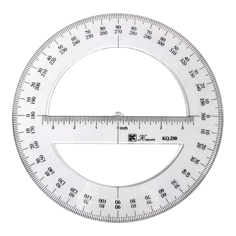 

25cm Circle Protractor 360 Degree Protractor Ruler Math Geometry Tool for School Classroom Office Drawing Measuring D2RC