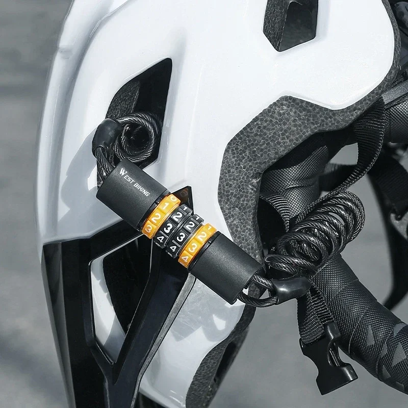 Bicycle Anti-Theft Safety Lock, Bike Helmets, Elasticity Locks, 4 Digits Combination, Password, Road Bike Steel Cable, Cycling L