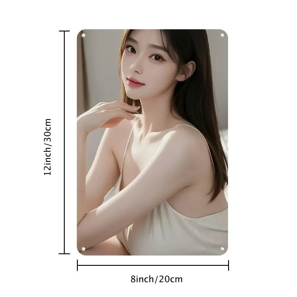 

**Vintage Metal Wall Art 8x12 Inch - Elegant Art Deco Female Figure, Valentine's & Ramadan Decoration 2026 for Home, Cafe, Bar**