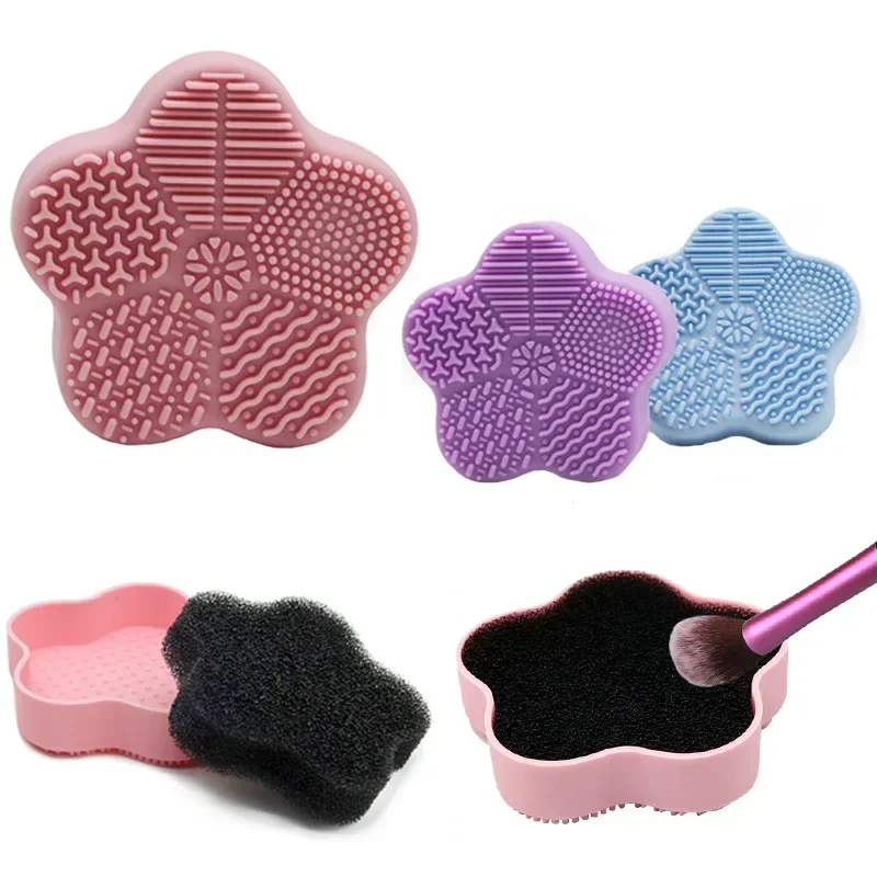 Silicone Makeup Brush Cleaning Pad Beauty Powder Remover Makeup Brush Cleaner Washing Bowls Dry Wet Brush Cleaning Sponge Tools