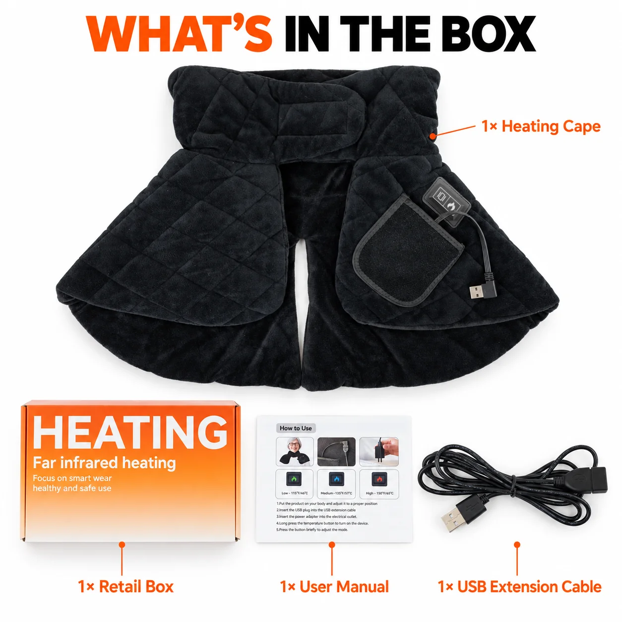 Red Light Heated Shawl for Neck and Shoulders Electric Heating Wrap with 3 Heat Levels and 3 Massage Modes Soft Wearable Design