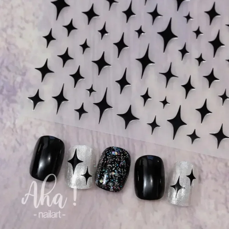 1pc  Star Nail Art Stickers Y2K Charms Self-Adhesive Sliders Laser White Chrome Gel Polish Decals Kawaii Accesories