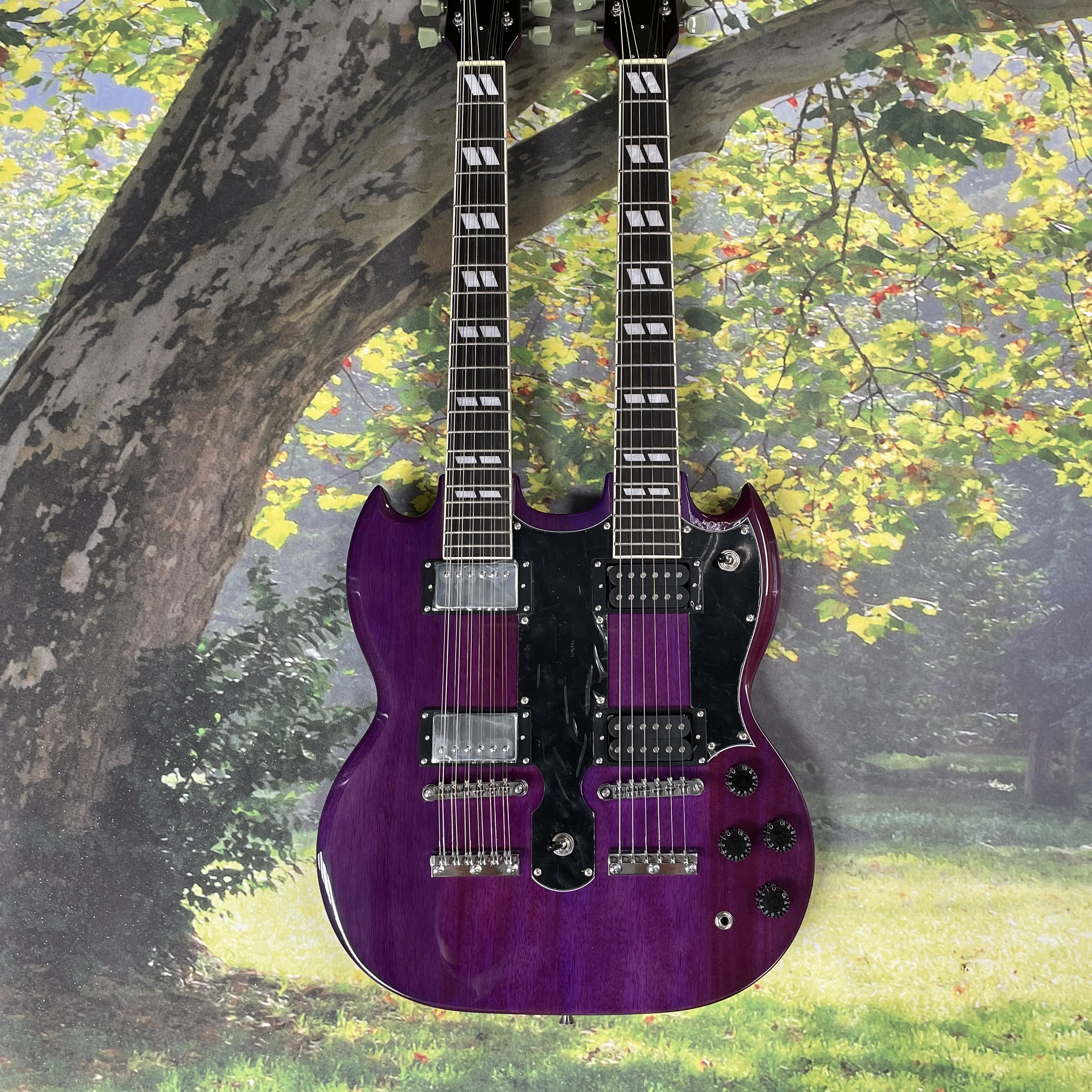 12+6z purple electric guitar, high-gain double pickup guitars, rosewood fingerboard 20-fret rock electric guitarra