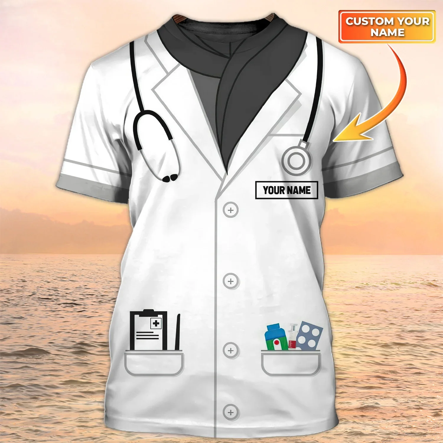 Newest Summer Fashion Men‘s T-shirt Nurse Doctor Personalized Name 3D Printed t shirt Unisex Casual Tshirt Nurse Uniform DW100