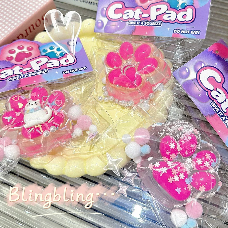 Super Soft ซิลิโคนหยิก Antistress Cat Claw Decompression ของเล่นน่ารักสีดํา Cat PAW บีบ TPR Sensory ของเล่นสําหรับเด็กผู้ใหญ่ของขวัญ