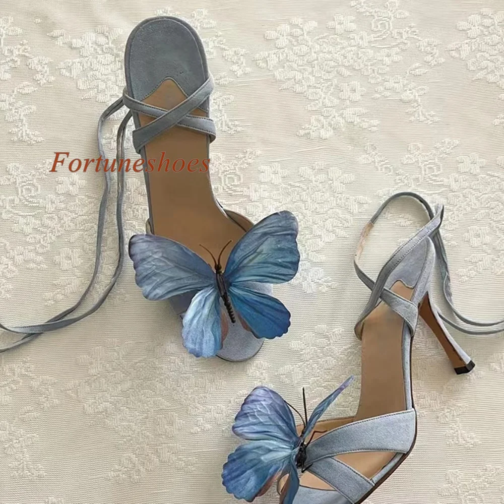 

Slip On Butterflies Knot Sandals Fashion Casual Summer 2024 New Arrivals Women Shoes Back Strap Stiletto Heel Peep Toe Sandals