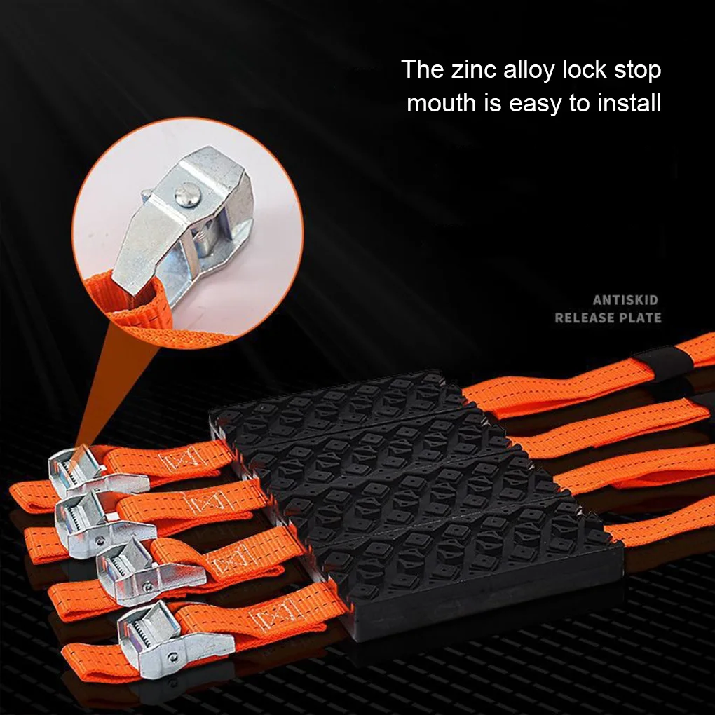 4pack/lot Durable Tire Traction Blocks Mud Sand Reliable Anti-slip Convenient Storage Bag Tire Chains Straps Sand