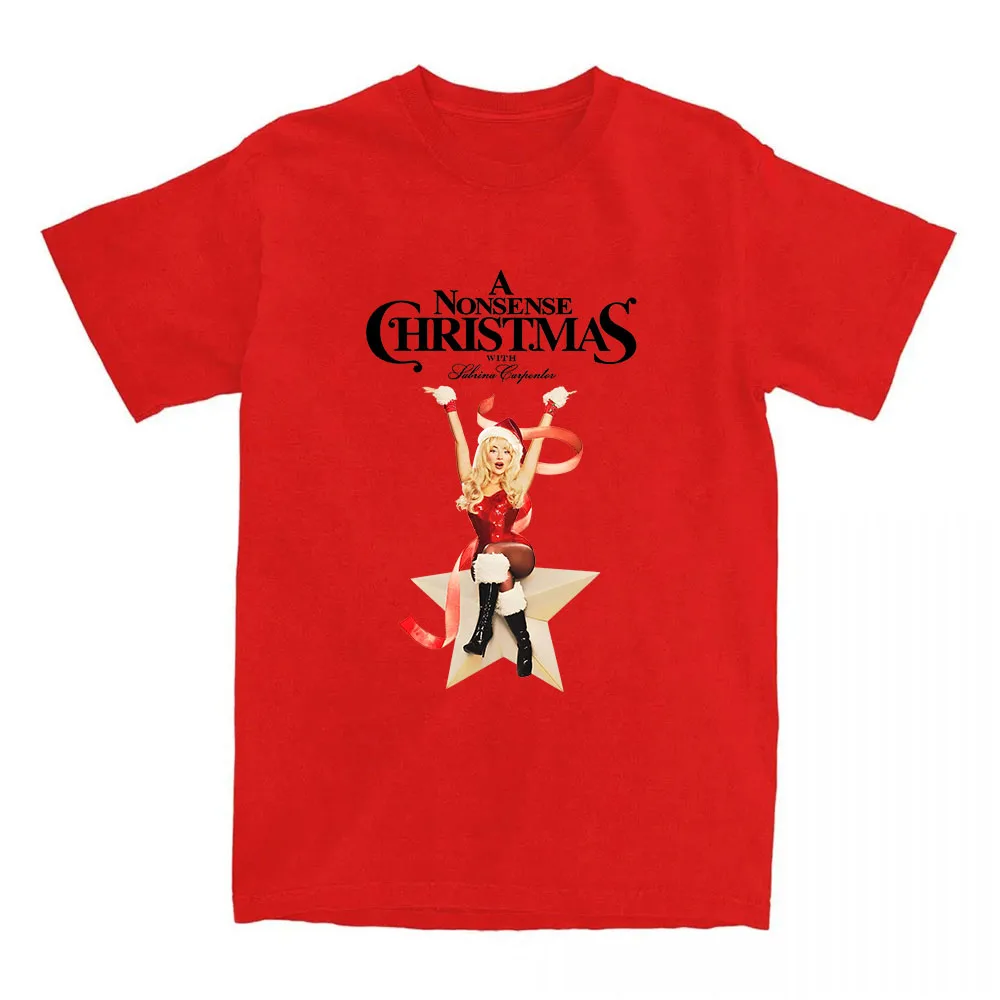 A Nonsense Christmas with Sabrina Carpenter Tshirts Women/Men Comfortable Cotton T-shirt Soft Round Neck Printing Tee-shirt Girl