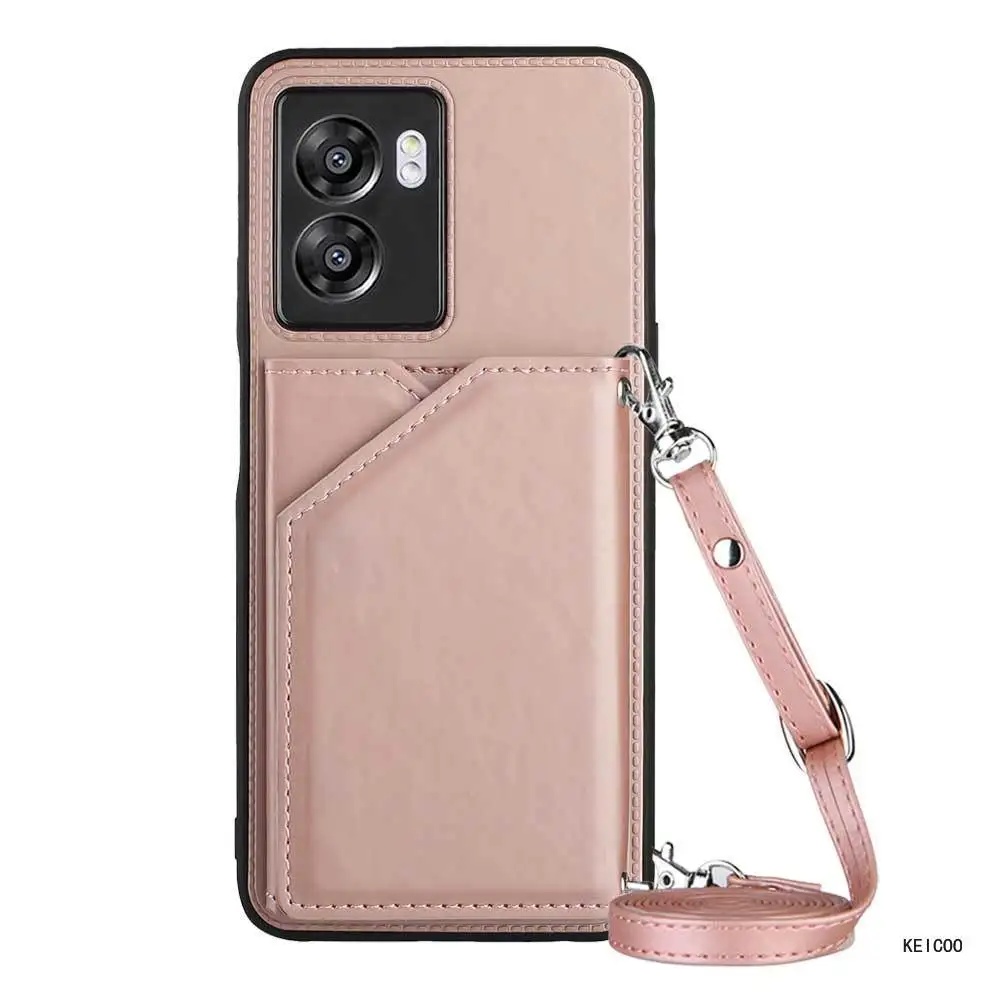 Pluggable Card Anti-fall Phone Shell for Oppo A57 A72 A77 A92 Realme V23 5G  Cases Dustproof with Hanging Rope  Cover