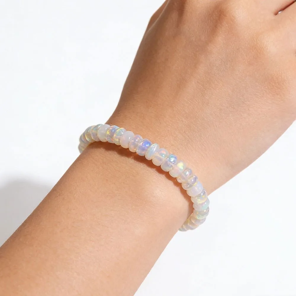 Natural Ethiopian Opal Elastic Beaded Bracelets Flashy Fire Opal Beads Bracelet for Women Healing Crystal Fashion Jewelry Gifts