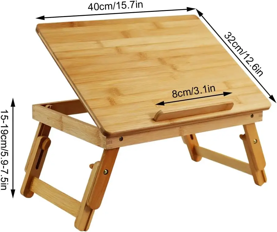 Laptop Desk with Folding Legs Tilting Surface Workstation Table Adjustable Laptop Stand Bed Tray for tv Sofa Study Computer