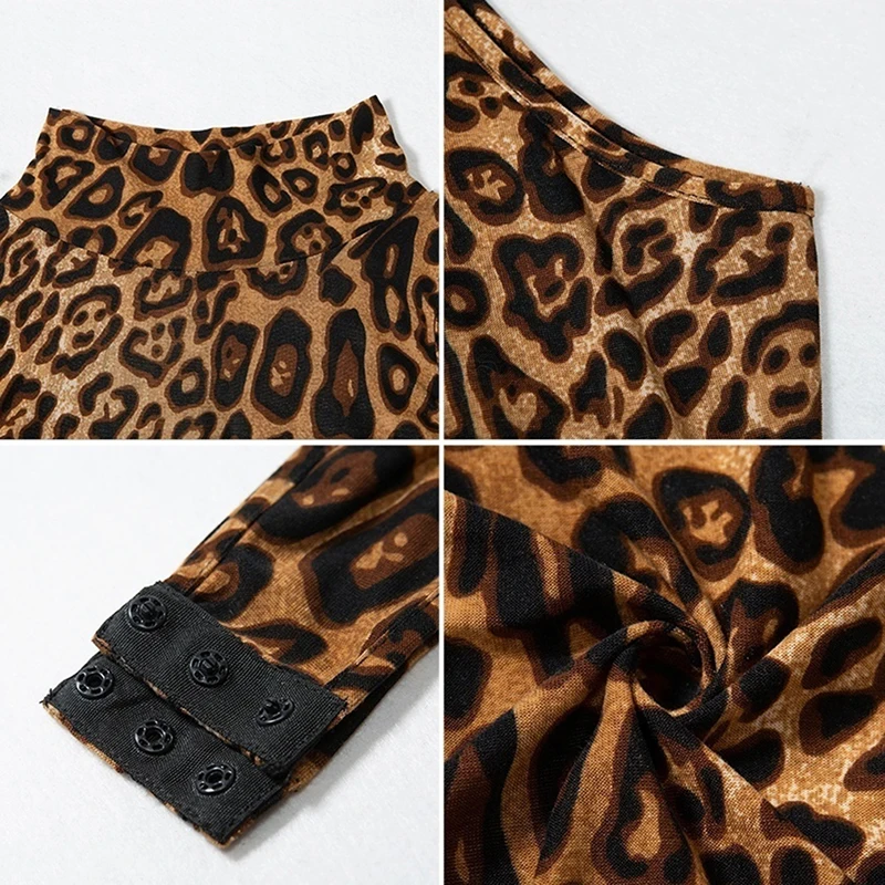 Sexy leopardo bodysuit para o corpo feminino terno gola alta sem mangas playsuit bodycon magro impresso macacão macacões de banho casual