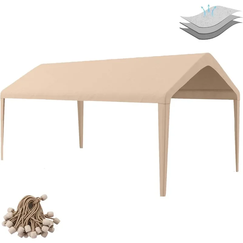 

Carport Replacement Canopy Cover for Tent Top Garage Shelter Cover with Ball Bungees, 800D Oxford Replacement Cover