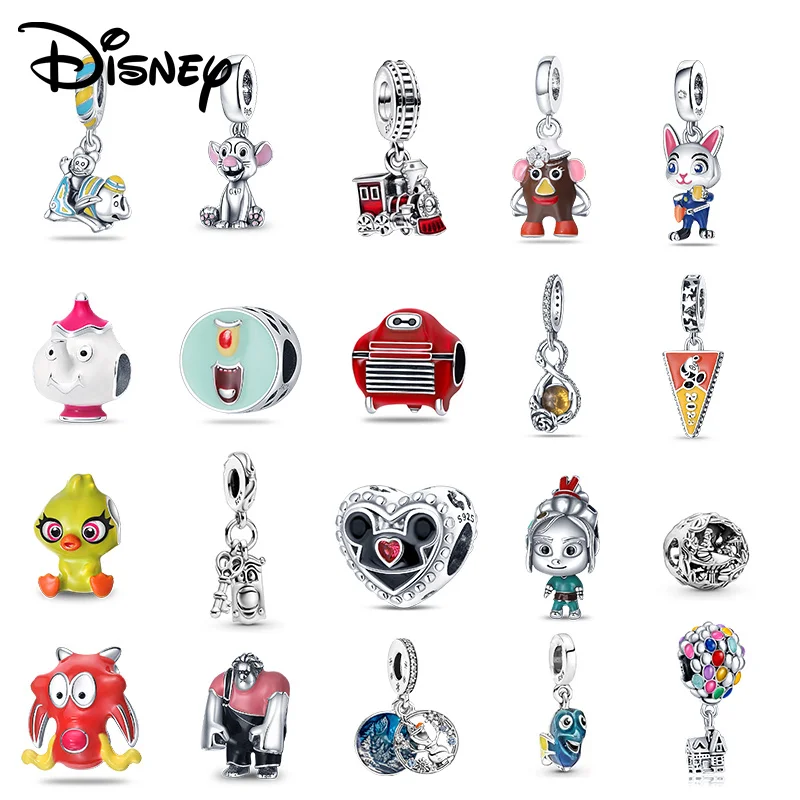 ديزني 925 الفضة لا يقهر حطام الملك وأليس مغامرات في بلاد العجائب وأعلى في حلقة قلادة متعددة الأنماط الخرز #1