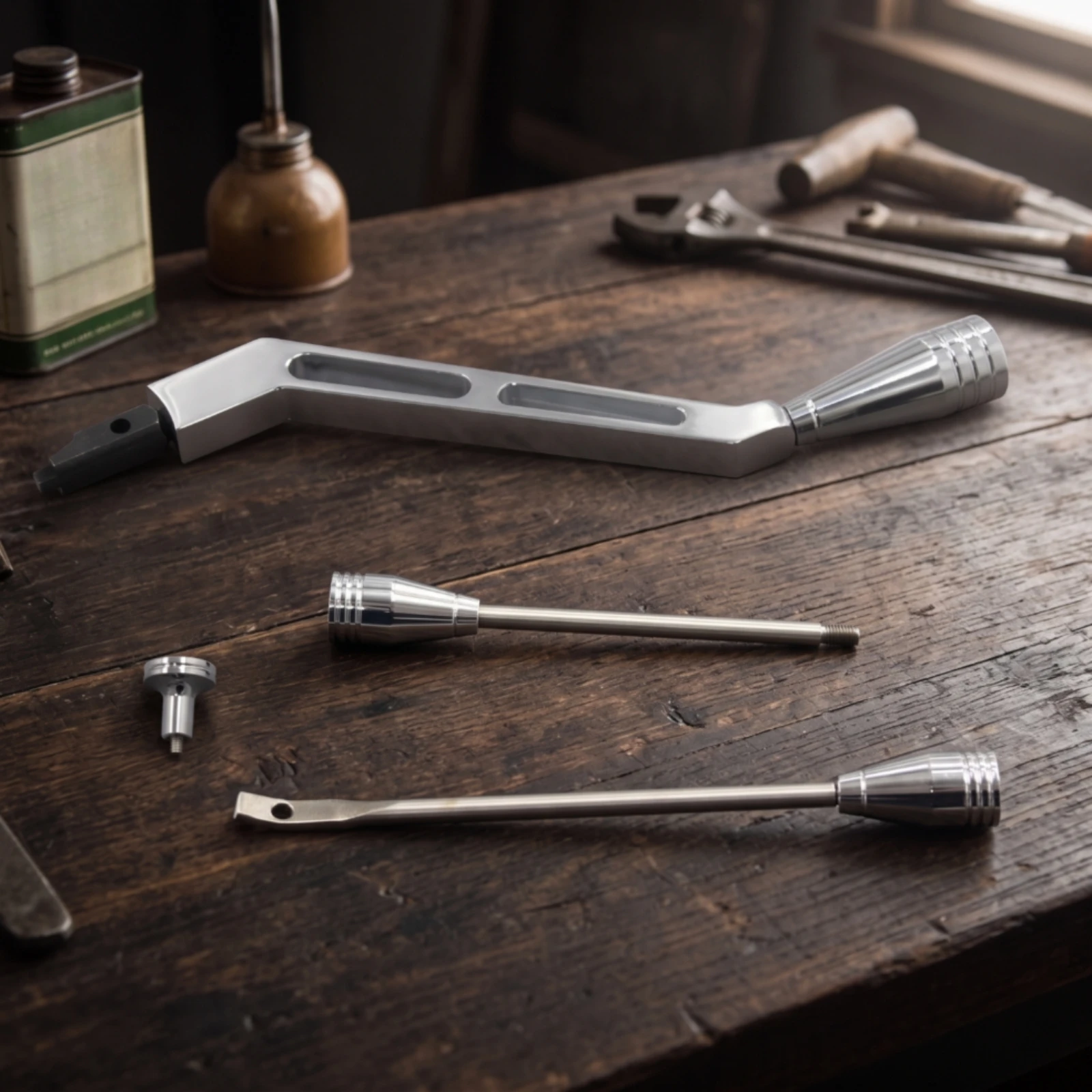 Steering Column Gear Lever Dress-up Kit Polished Column Shifter Lever with Rods Hardware Billet Aluminum Machined
