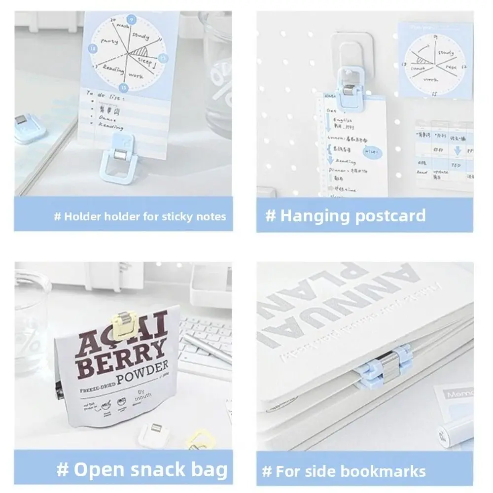 4PCS New Candy Color Letter Paper Clip with Hook Can Stand Folder Note Clips Multifunctional Push Clips School Supplies