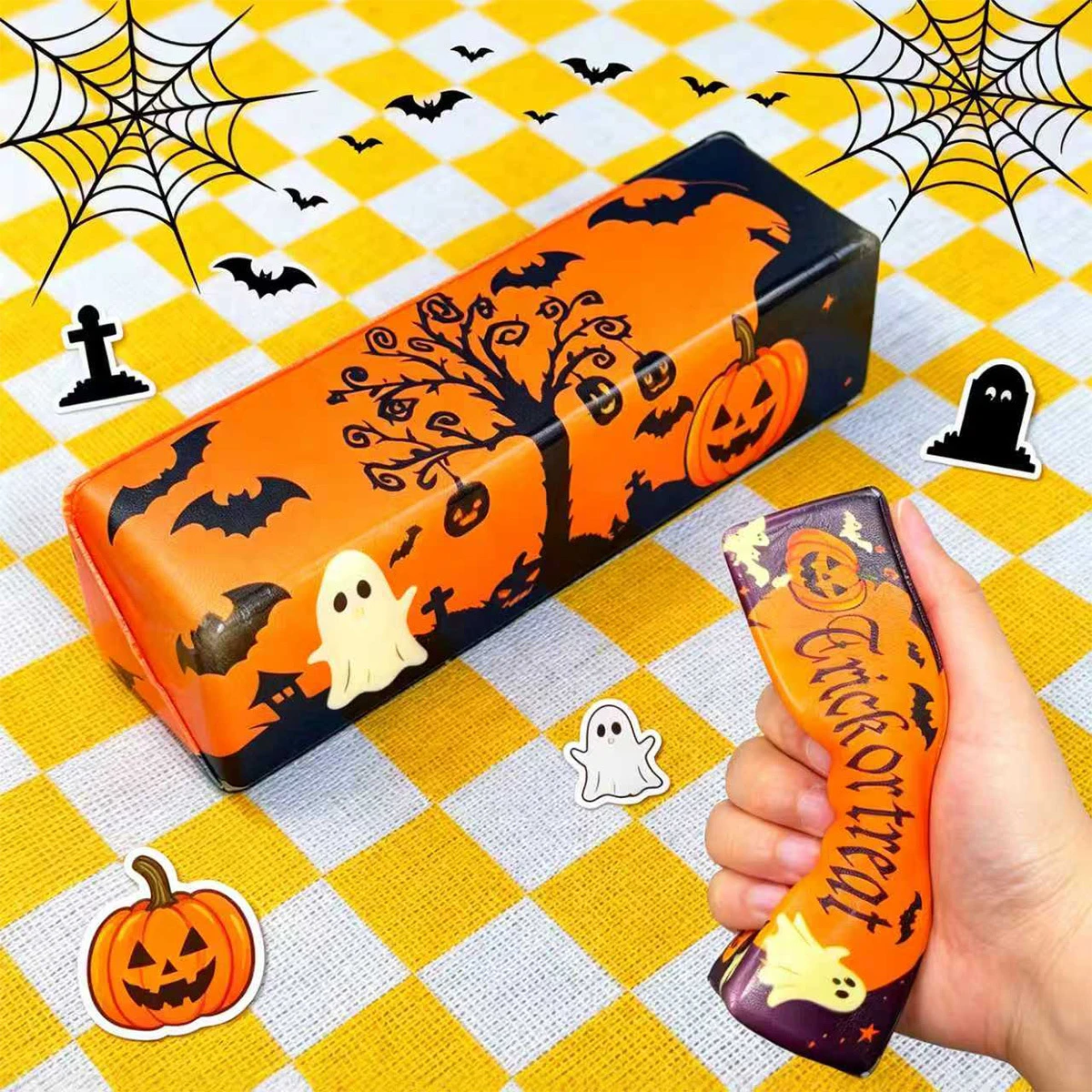 Halloween Butter Squishy Toy Slow Rising Soft Squeeze Toy Pumpkin Ghost Stress Relief Sensory Fidget Toy for Kids Adults
