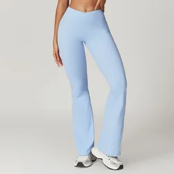 Pantaloni svasati a vita alta da donna pantaloni Sexy solidi sottili elastici Butt Lift Leggings da Yoga Skinny allenamento in palestra Runing Push Up Leggings