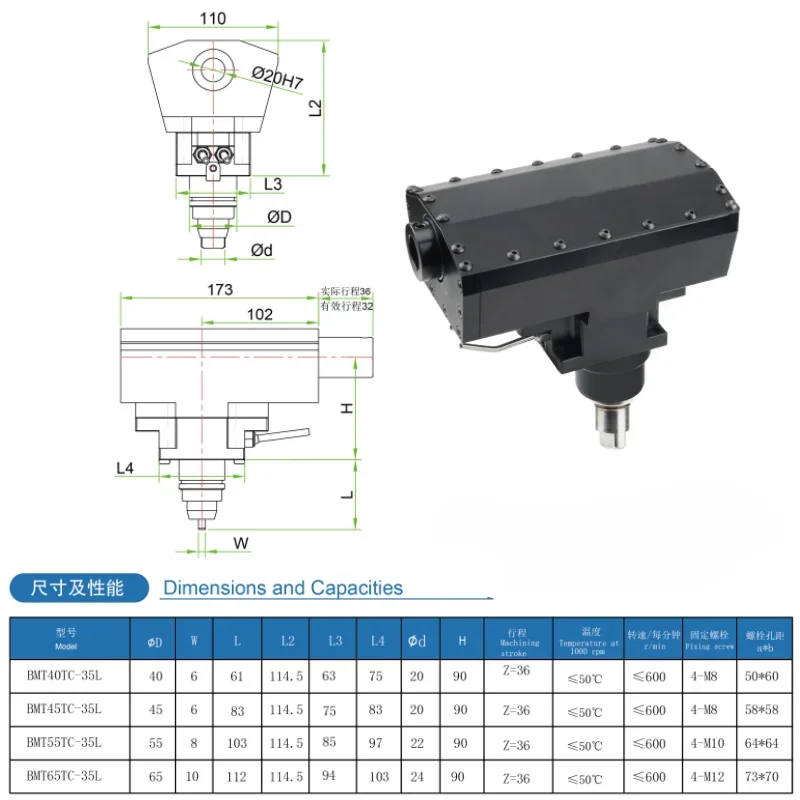 Stdier BMT40-65TC/35L Series New CNC Lathe Machine Socket Driven Tool Holder Core Motor Milling Machine Accessories