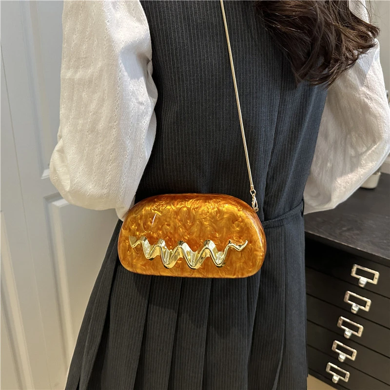 

Новые сумки через плечо и через плечо в акриловой оправе 2025, модные стильные дизайнерские цепочки, изысканные вечерние однотонные сумки для женщин