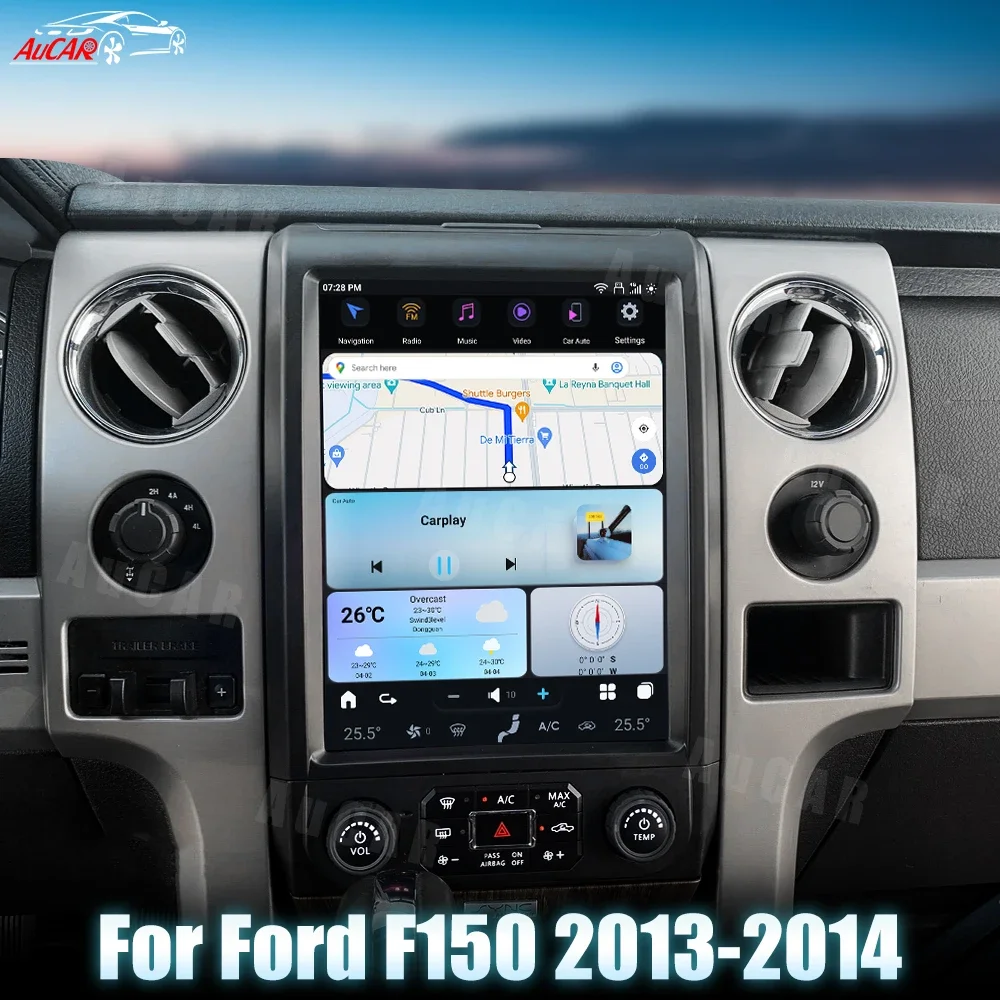 

AuCar 12.1 Inch T-Style Car Radio Android 13.0 New Release Head Unit Car DVD Player For Ford F150 2013-2014