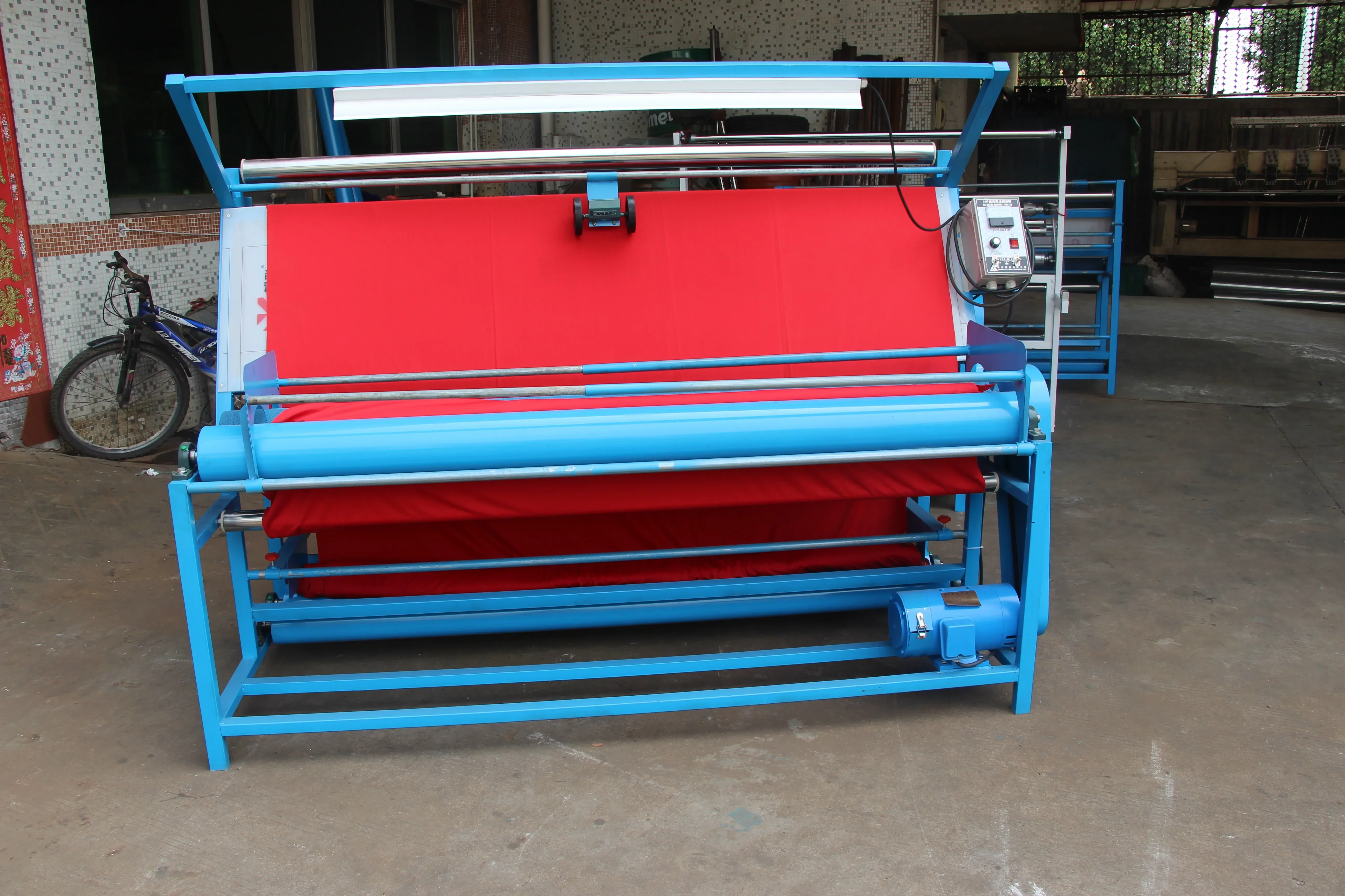 Textile finishing fric roller cloth rolling inspection hine meter counter fric rolling inspection measuring hine