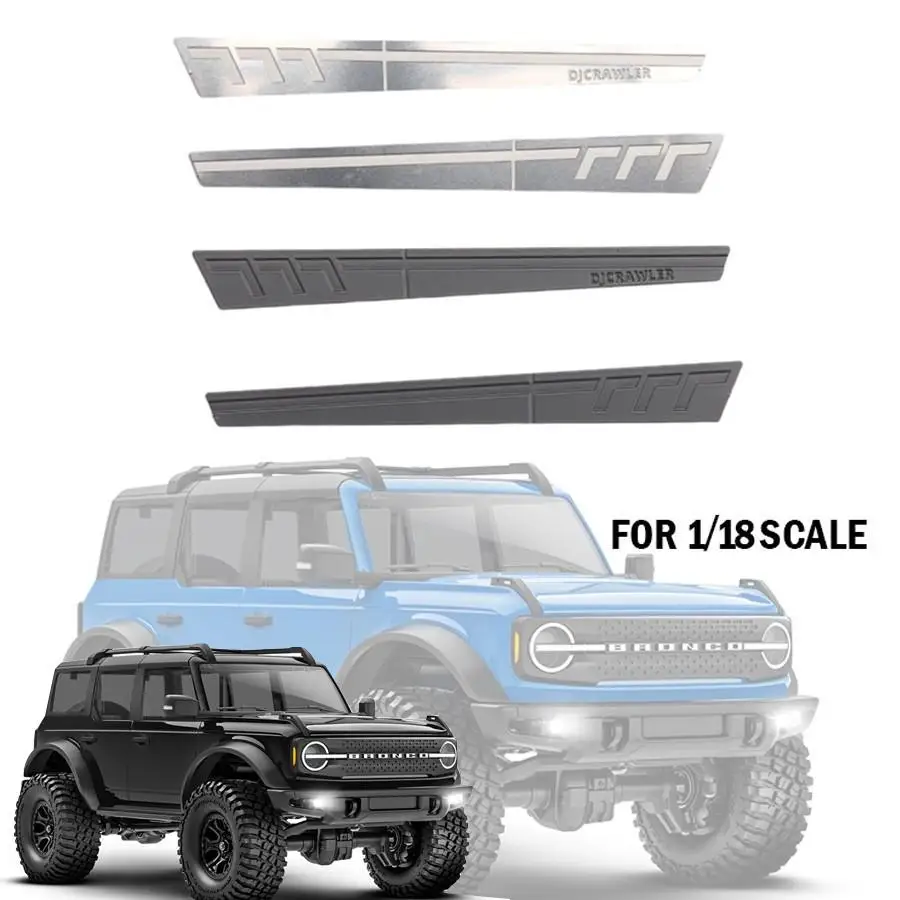 Jupe latérale à coque, miroir à lentille décorative, coque en acier inoxydable, plaque de protection en métal de Type A pour 1/18 Trax Trx-4m Bronco Trx4m