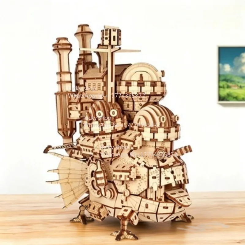 Magic Steel Castle 3D Wooden Assembly Puzzle, Creative Movie Series DIY Model, Desktop Ornament Collectible Gift for Adult