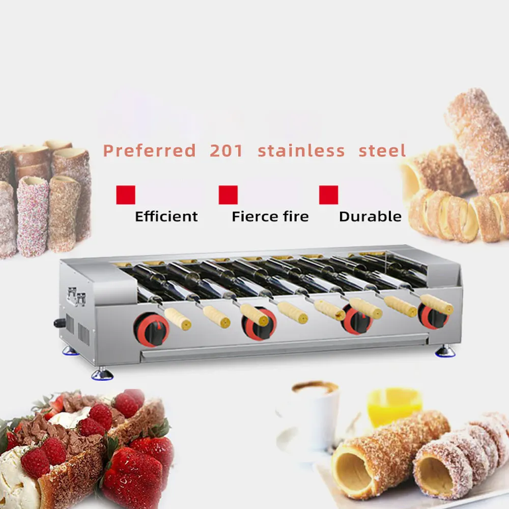 

Electric/Gas Ice Cream Cone Chimney Roller Cake Donut Machine Hungarian Horizontal Bagel Maker Roll Booth Baking Equipment