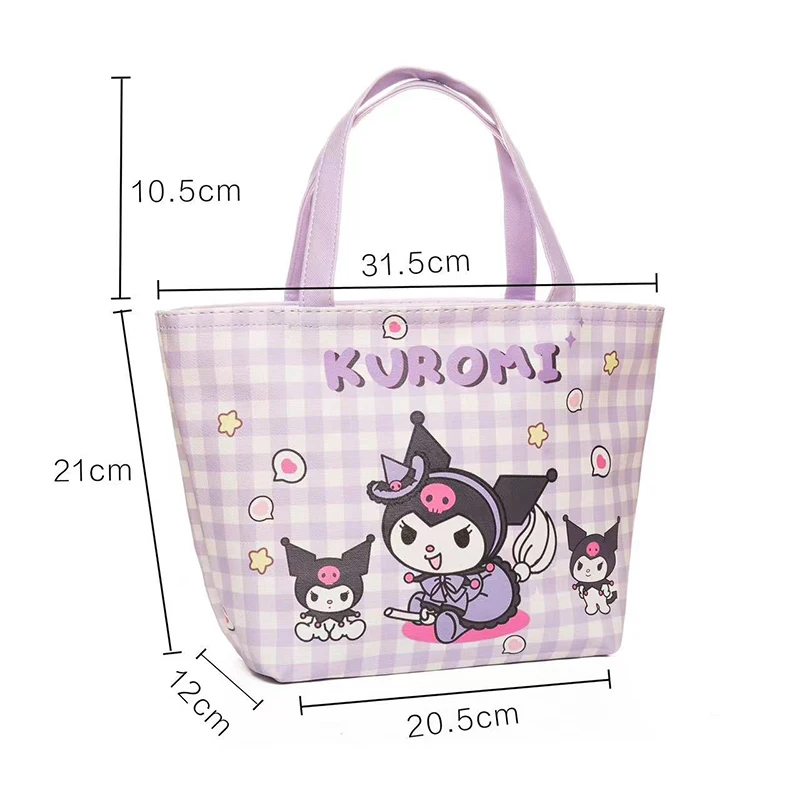 Hello Kitty Kuromi Picnic Bag Portable Sanrio Cinnamoroll My Melody Thermal Bag Leather Students Lunch Box Bag Toys for Girls