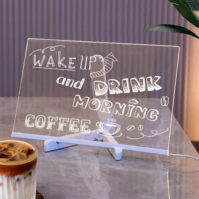 Доска для сухого стирания с подсветкой, светодиодная доска для сообщений с буквами и 7 красочными ручками, акриловая доска для рисования для офиса, школы, дома