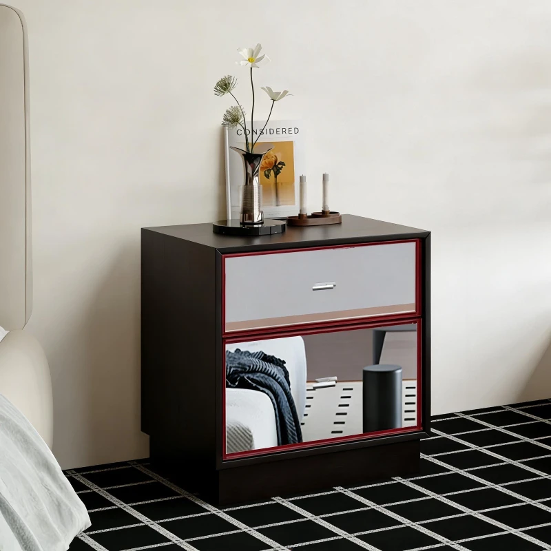 Medieval bedside table Mirror stainless steel chest of drawers Optical shaft Bedside table