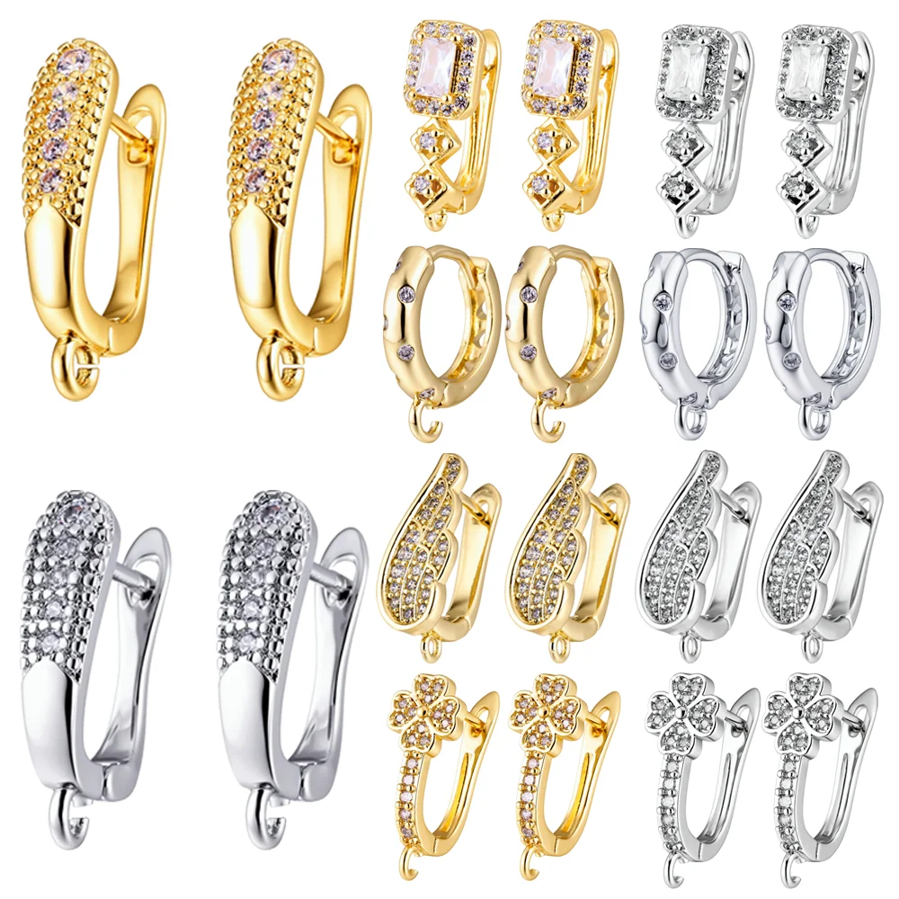 Juya 1/3/5 Pcs DIY Anti-Allergy 18K Gold Plated Schwenzy Fastener Ear Wire Hooks Women Earrings Accessories DIY Earring Supplies