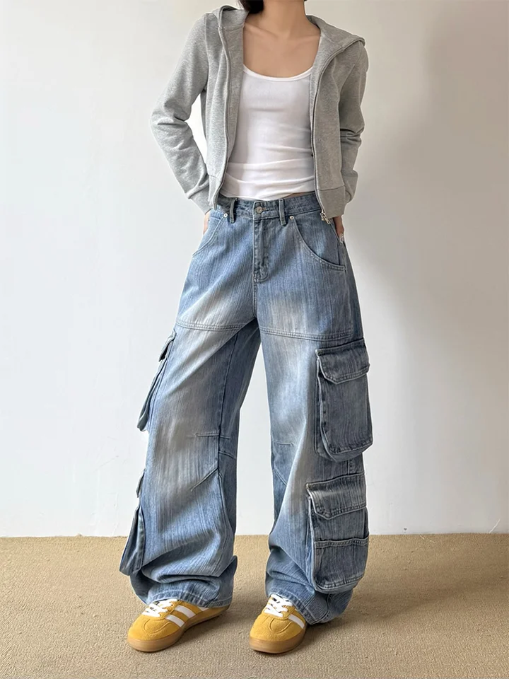 

Рабочие брюки Don Cry Heavyweight из бамбукового денима для мужчин и женщин: прямые, свободные, широкие джинсы, повседневные, удобные, из денима