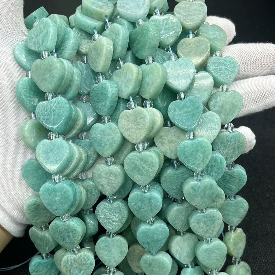 

Natural Crystal Amazon Stone Heart-shaped Loose Bead for Jewelry Making DIY Bracelet Necklace Accessories 15''16mm