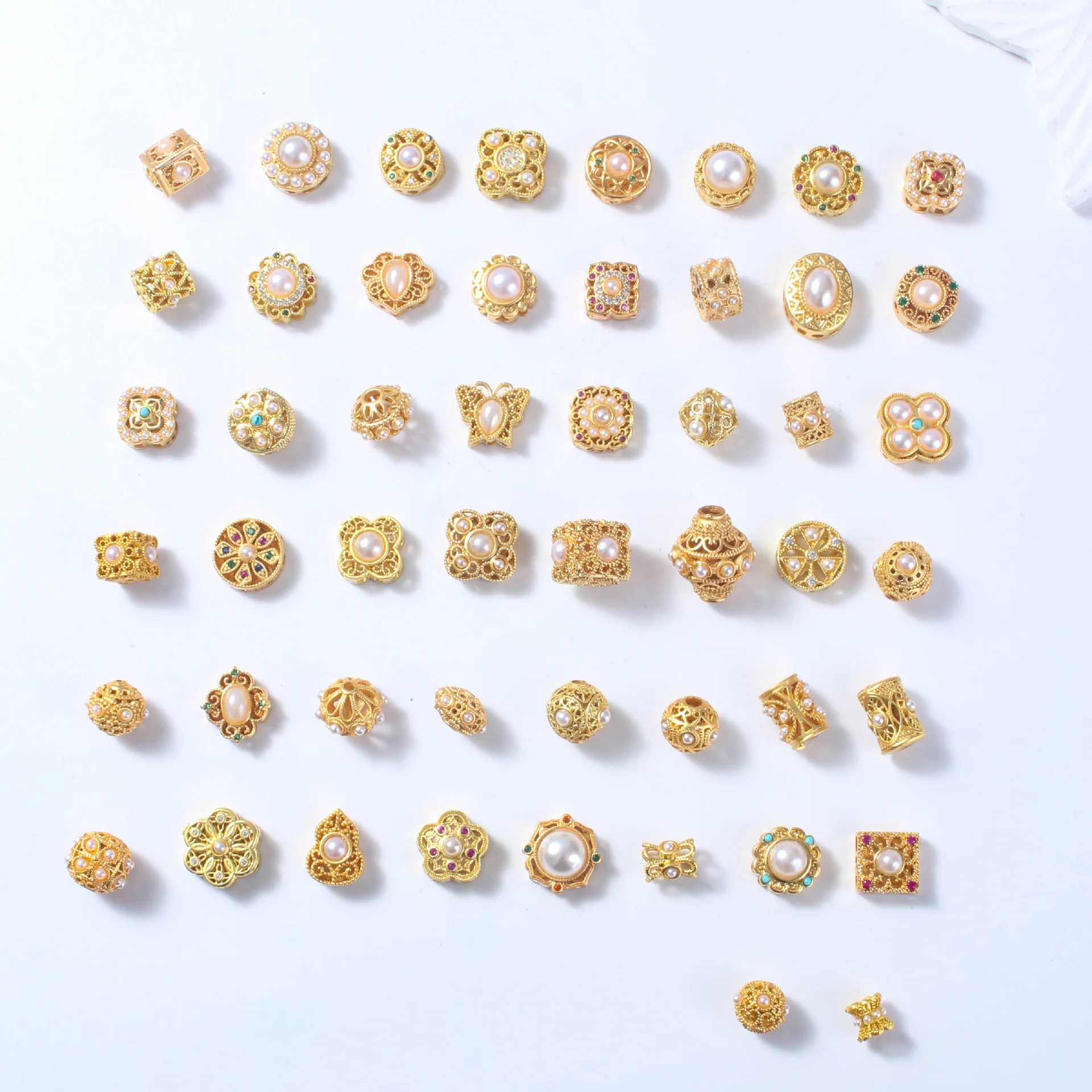 10 Pieces Copper Gold-plated Zircon Pearl Bead Accessorie DIY Handmade Bracelet Necklace Jewelry Making Bead Materials Wholesale
