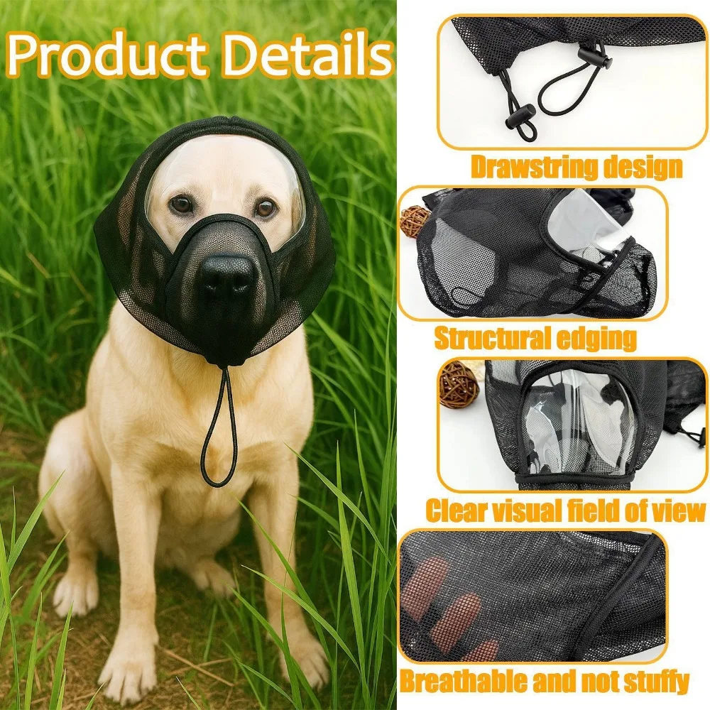 Soft Muzzle for Dogs Mesh Anti-Barking Guard | Dog Muzzle To Prevent Biting for Puppy Home Travel Walking Outdoor Camping view 3